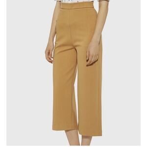 Tibi Wide Leg High Waist Crop Pants Women's Sz 2 Mustard Yellow Ponti